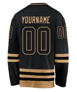 Custom Black Black-Old Gold Hockey Jersey Suit for daily life, Fabric: 95% polyester and 5% spandex, Regular fit, Stitch Color: automatically matched based on patterns