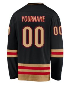 Custom Black Old Gold-Red Hockey Jersey Suit for daily life, Fabric: 95% polyester and 5% spandex, Regular fit, Stitch Color: automatically matched based on patterns