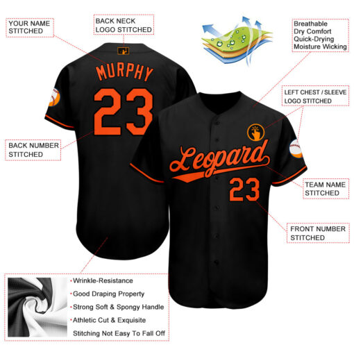 Custom Black Orange Baseball Jersey Suit for daily life, Fabric: 95% polyester and 5% spandex, Regular fit, Stitch Color: automatically matched based on patterns