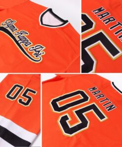 Custom Orange Black-White Hockey Jersey Suit for daily life, Fabric: 95% polyester and 5% spandex, Regular fit, Stitch Color: automatically matched based on patterns