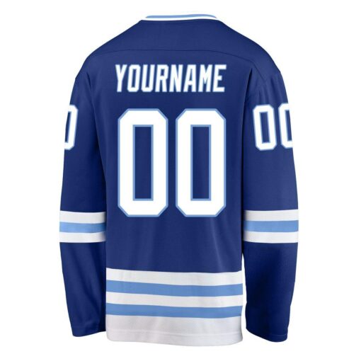 Custom Royal White-Light Blue Hockey Jersey Suit for daily life, Fabric: 95% polyester and 5% spandex, Regular fit, Stitch Color: automatically matched based on patterns